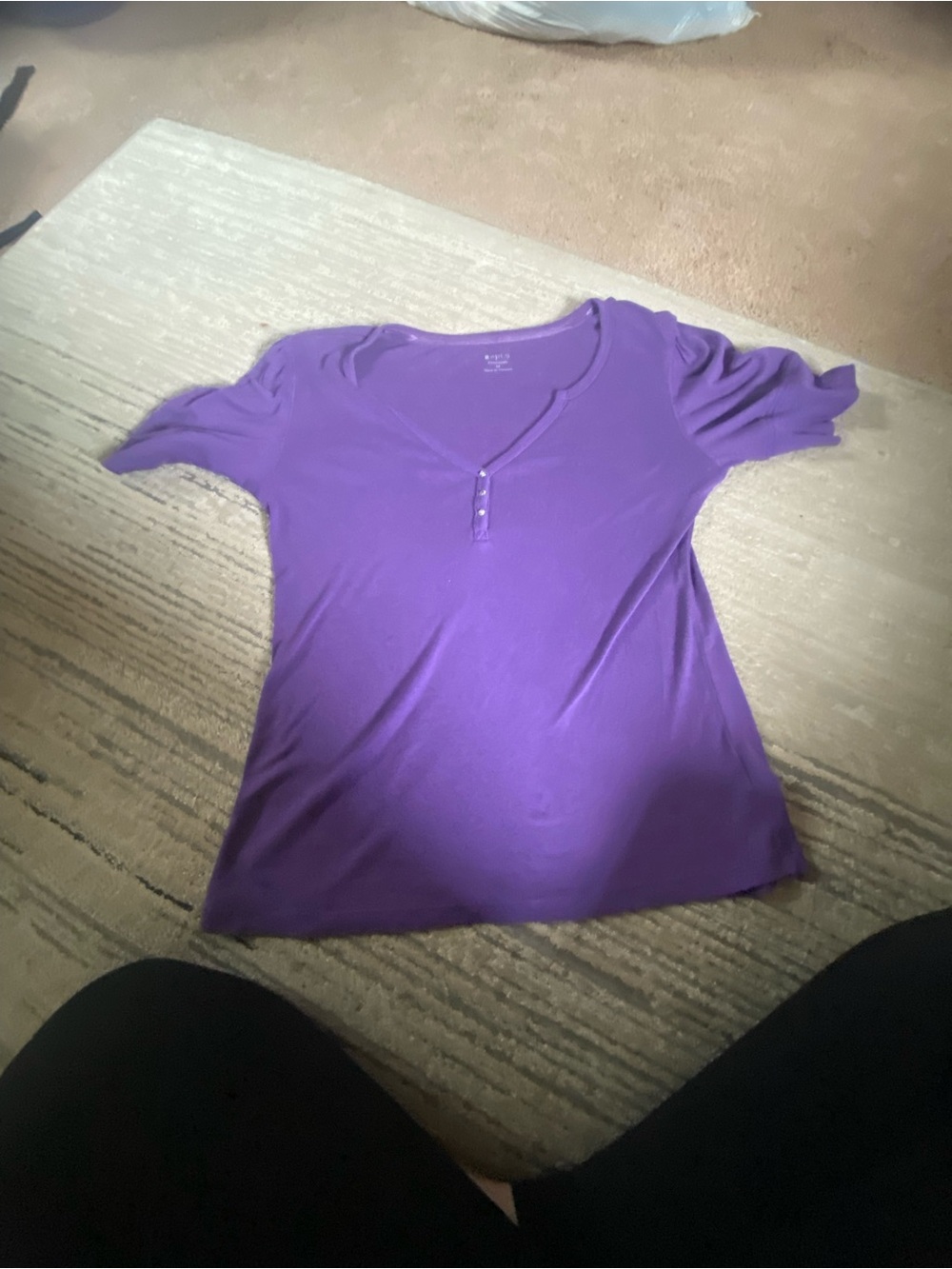 Women's Purple Short-Sleeve Henley Top